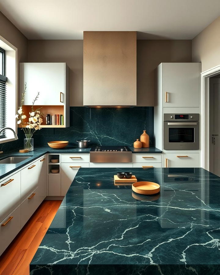 Dark Green Marble with Veins for Elegance