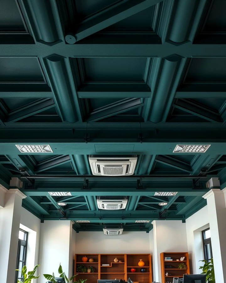 Dark Green Painted Ceiling for Depth