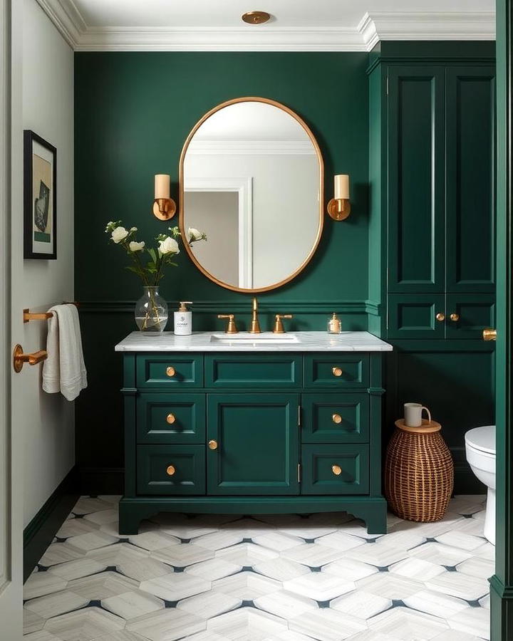 Dark Green Vanity for Dramatic Flair