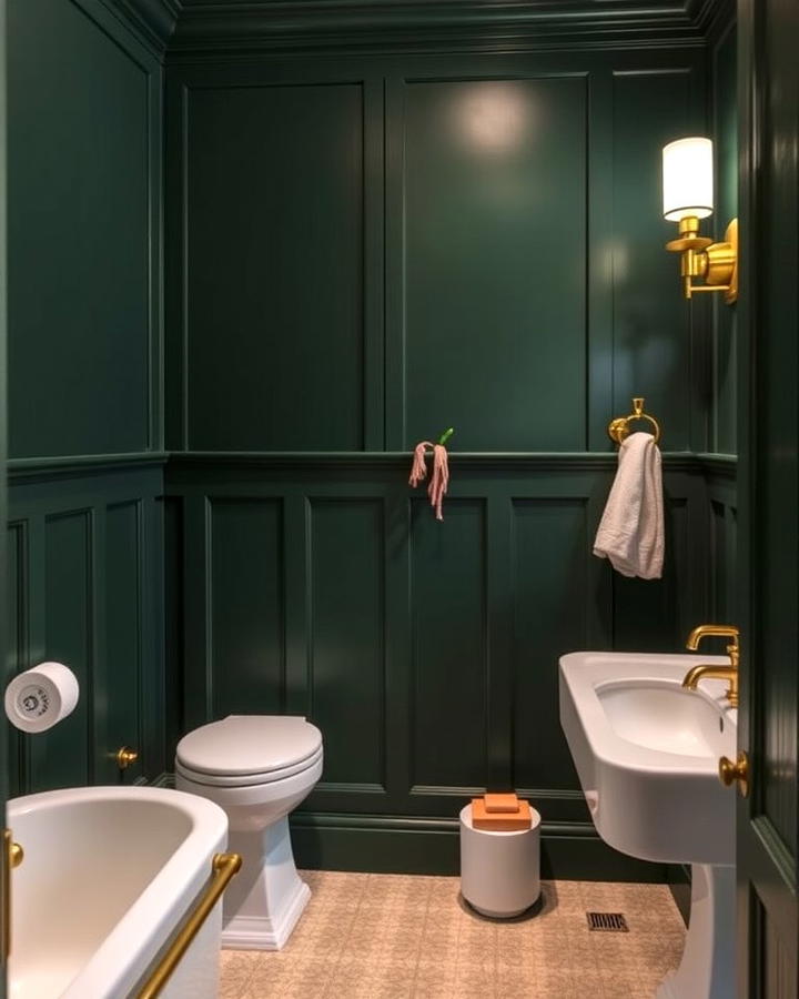 Dark Green Wainscoting for a Moody Vibe