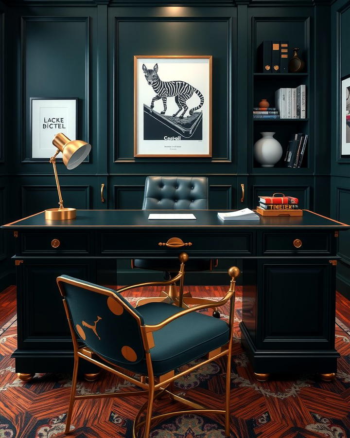 Dark Green and Brass Desk Combination