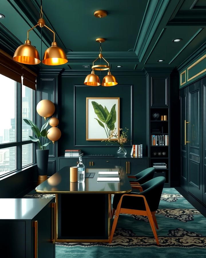 Dark Green and Gold Accents