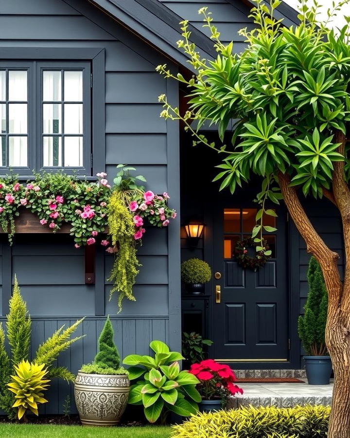 Dark Grey with Greenery Focused Landscaping