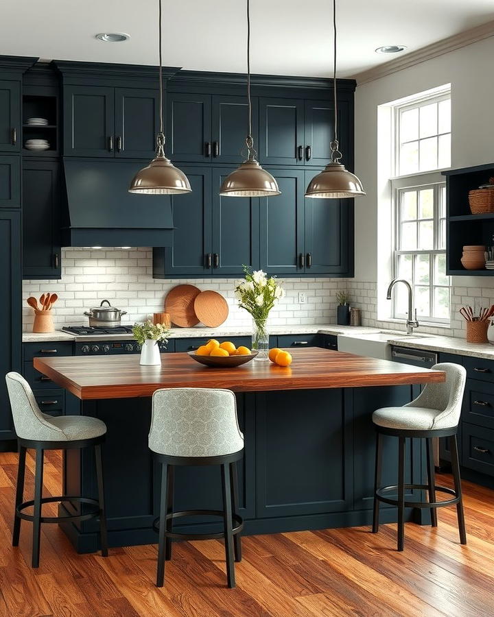 Dark Kitchen Island as a Focal Point