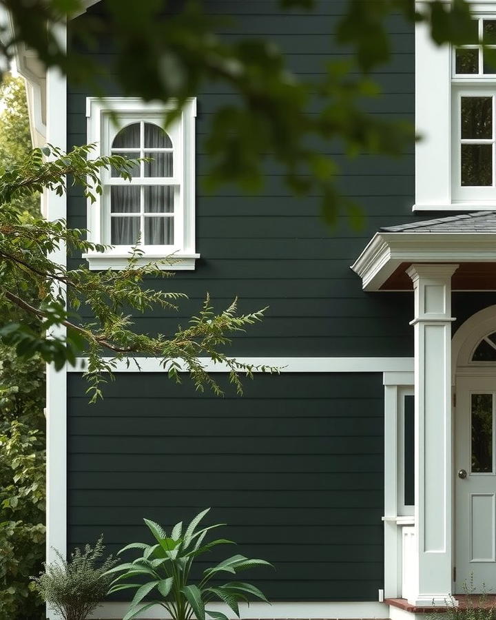 Dark Olive Green Exterior with White Trim