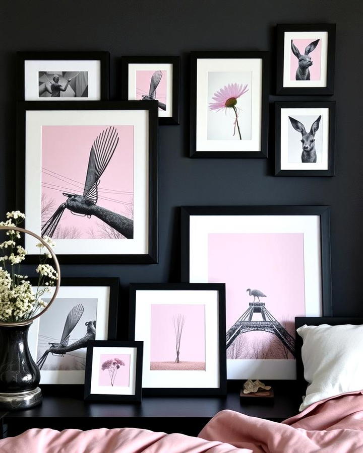 Dark Picture Frames with Pastel Art