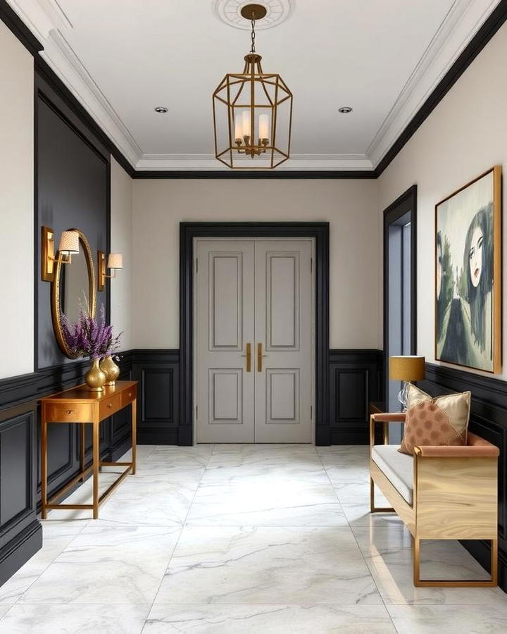 Dark Wainscoting for a Dramatic Effect