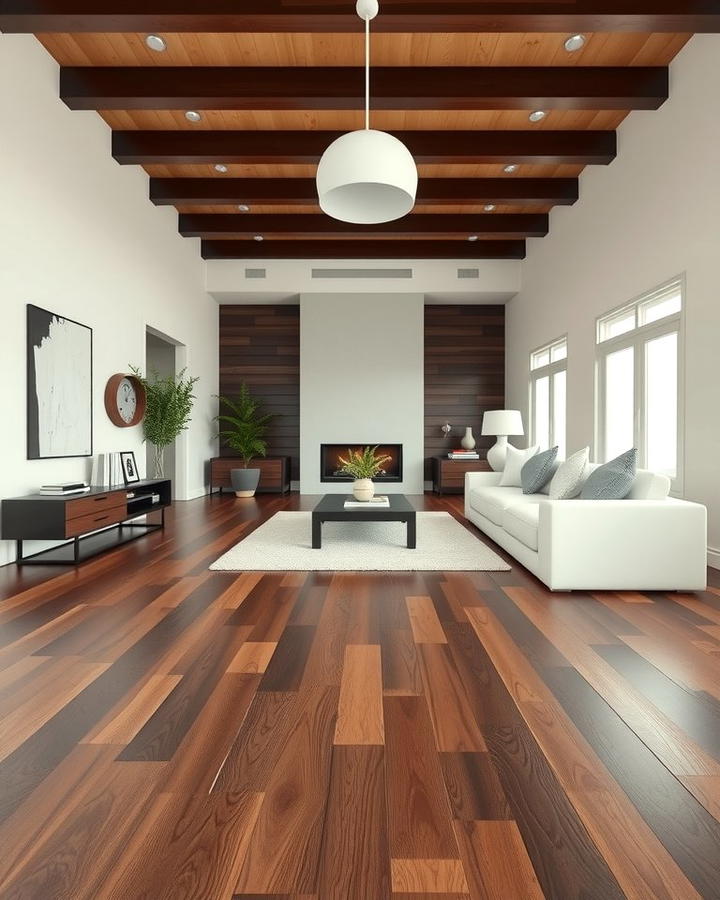 Dark Walnut Floors in Minimalist Living Spaces