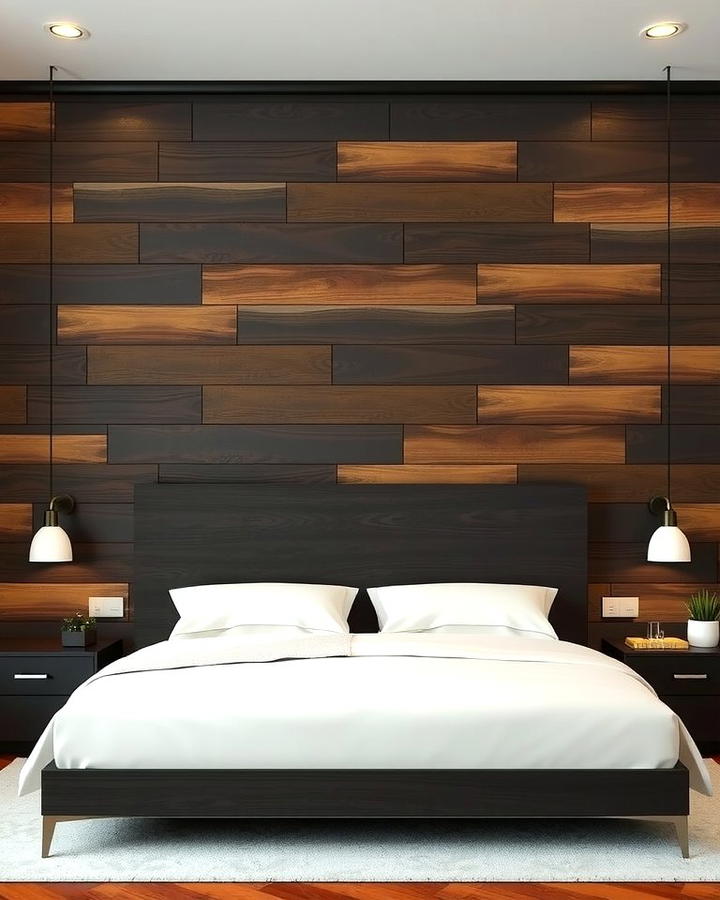 Dark Wood Accent Wall for Depth