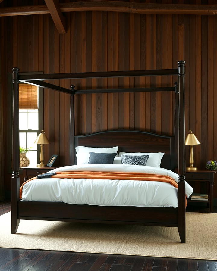 Dark Wood Bed Frame as a Focal Point