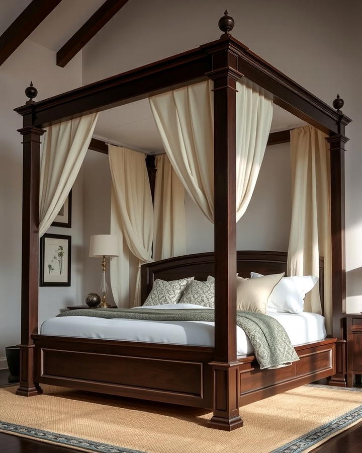 Dark Wood Canopy Bed