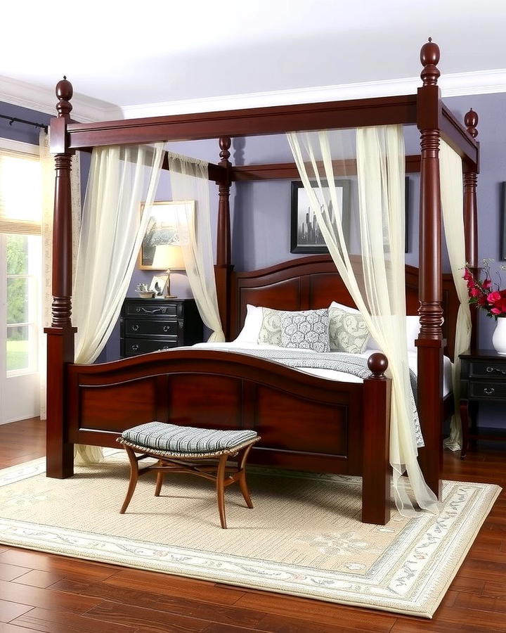 Dark Wood Canopy Beds for Luxurious Comfort