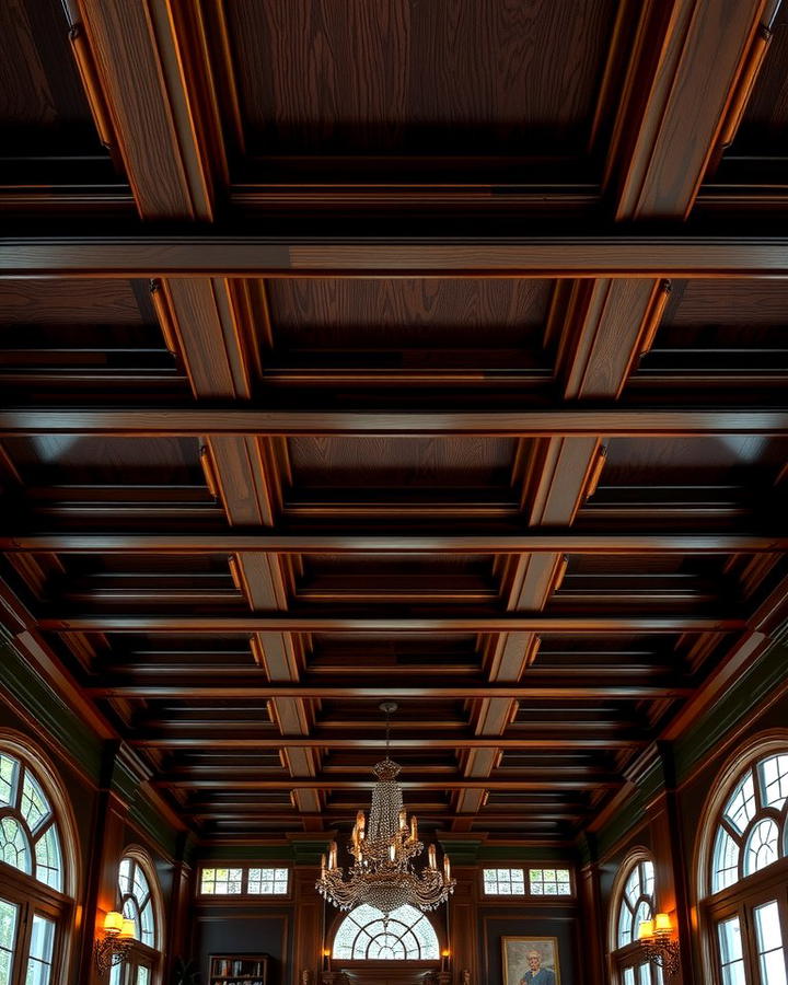 Dark Wood Coffered Ceiling