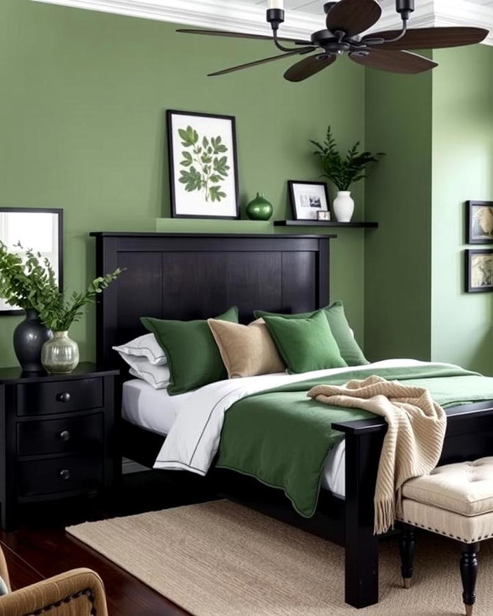 Dark Wood Elements with Green Accents