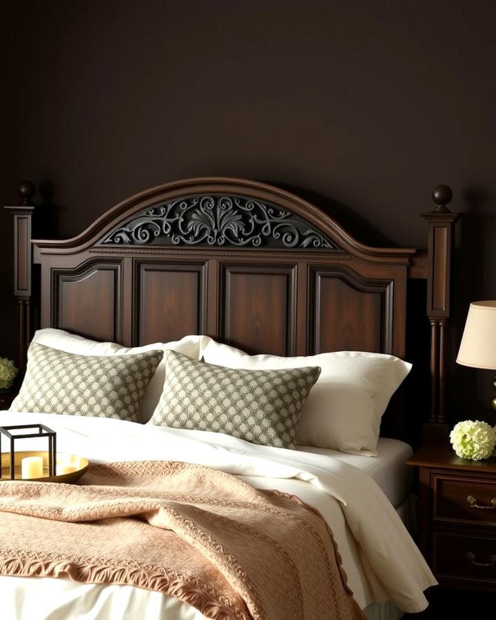 Dark Wood Headboards for Added Elegance