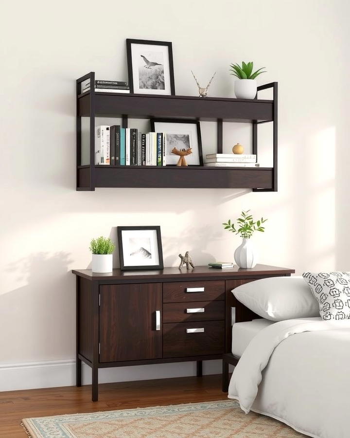 Dark Wood Shelving for Practical Display