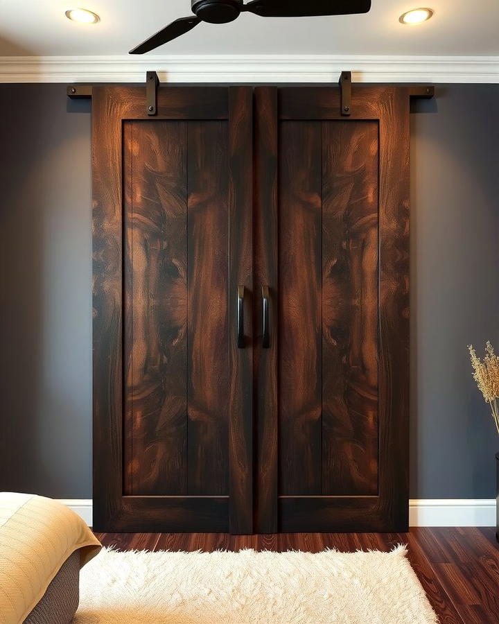 Dark Wood Sliding Barn Doors for a Unique Touch