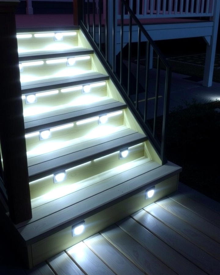 Deck Steps with LED Strip Lighting