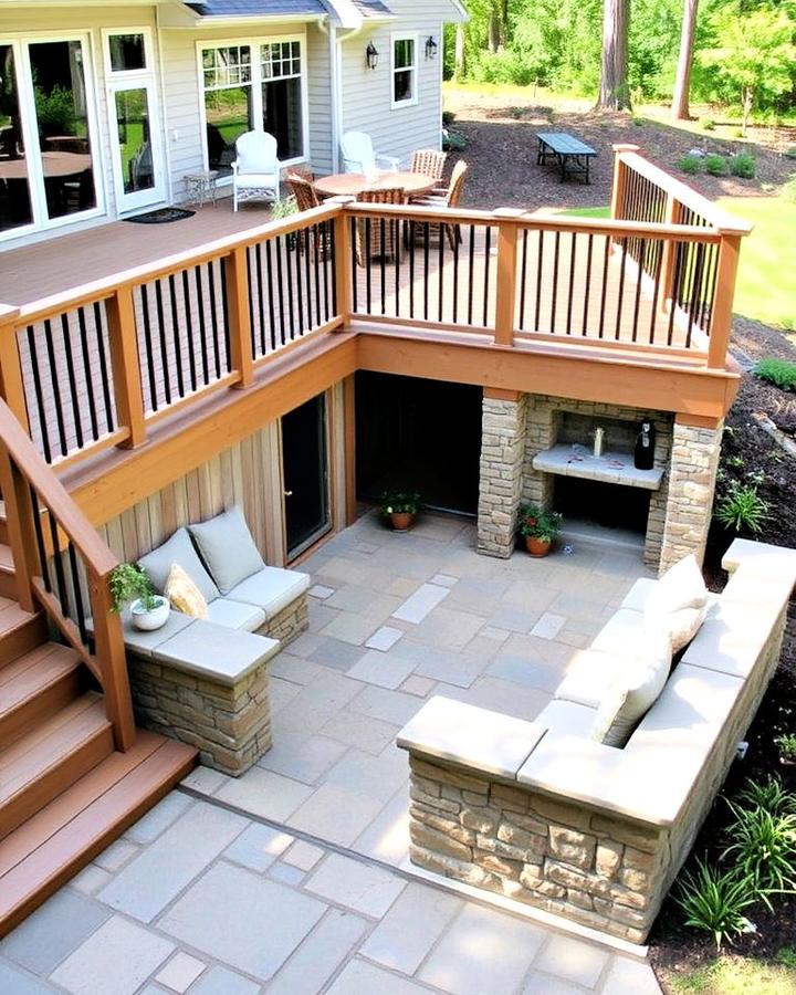 Deck and Patio With Built in Seating