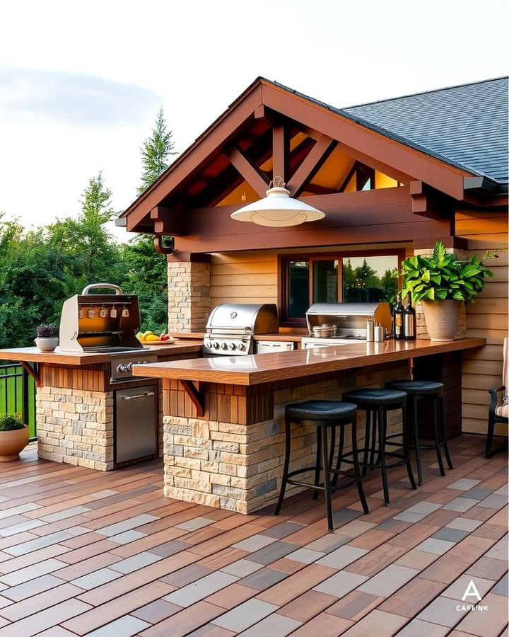 Deck and Patio with Outdoor Kitchen