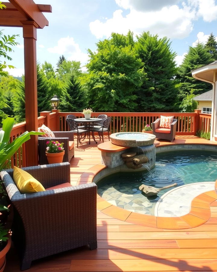 Deck and Patio with Water Feature