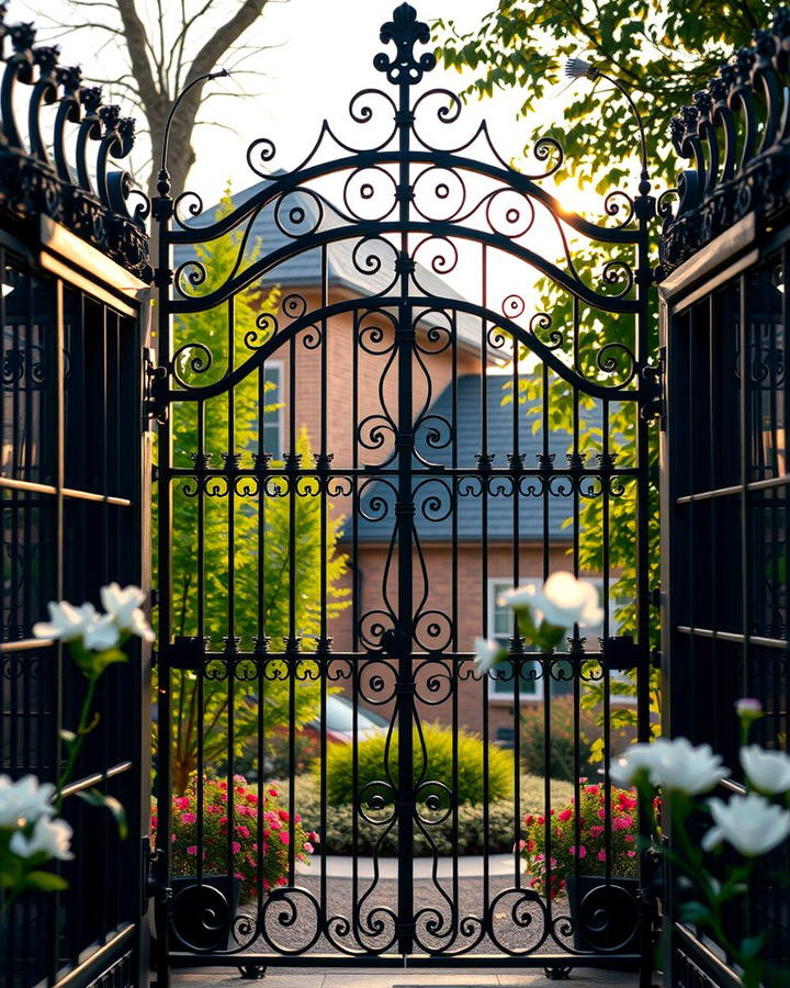 Decorative Iron Gate with Arched Top