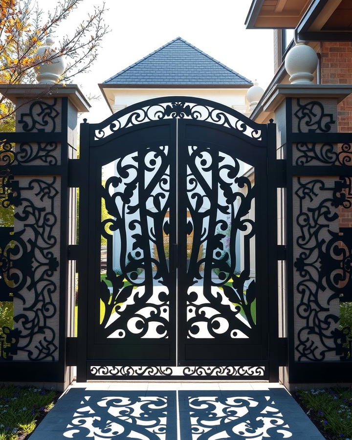 Decorative Metal Gate with Laser Cut Designs