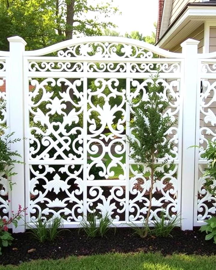 Decorative White Privacy Fence