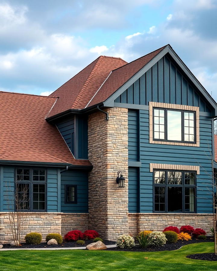 Deep Blue and Brown Roof for a Sophisticated Look