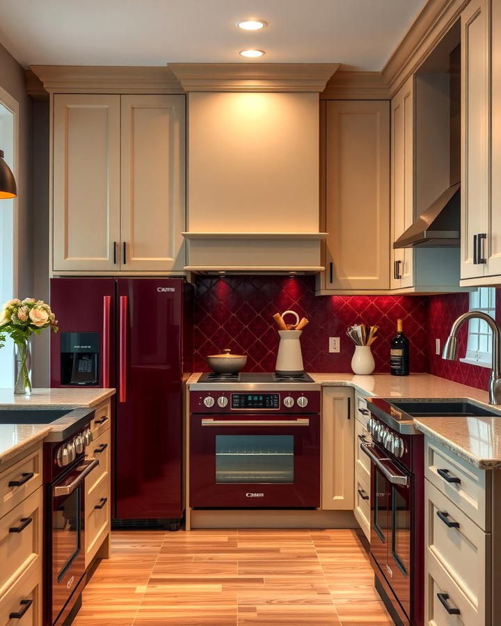 Deep Burgundy Appliances for Sophisticated Warmth