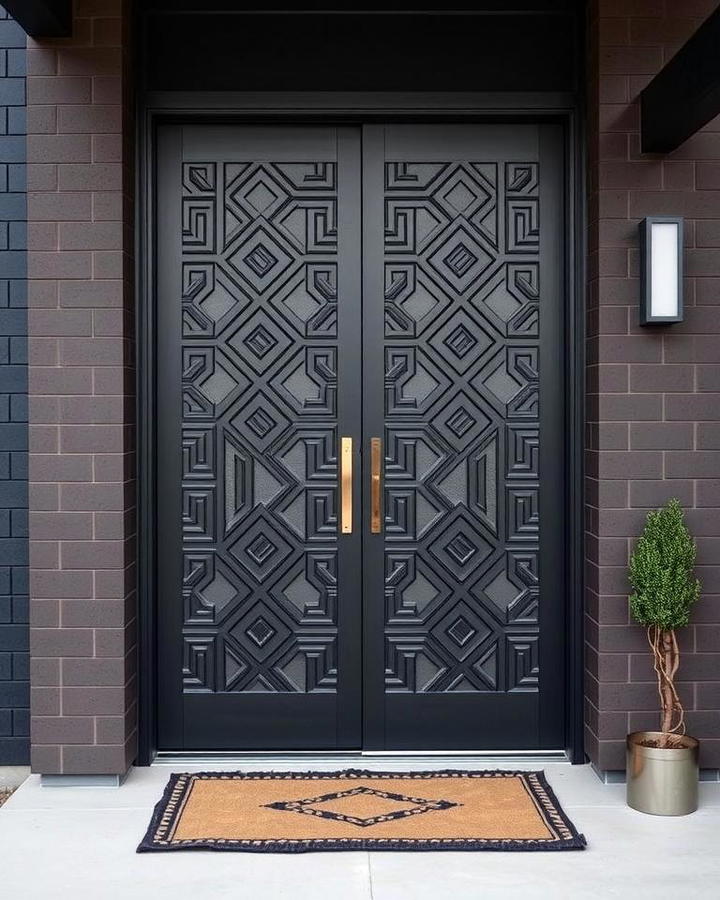 Deep Slate Gray with Geometric Patterns