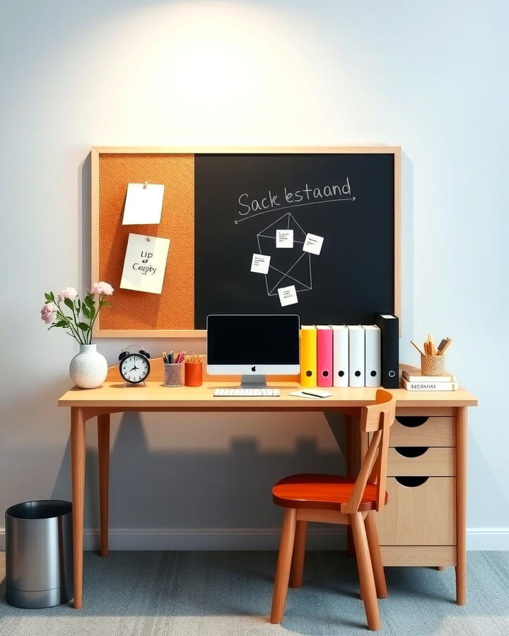 Desk with Built In Corkboard or Chalkboard