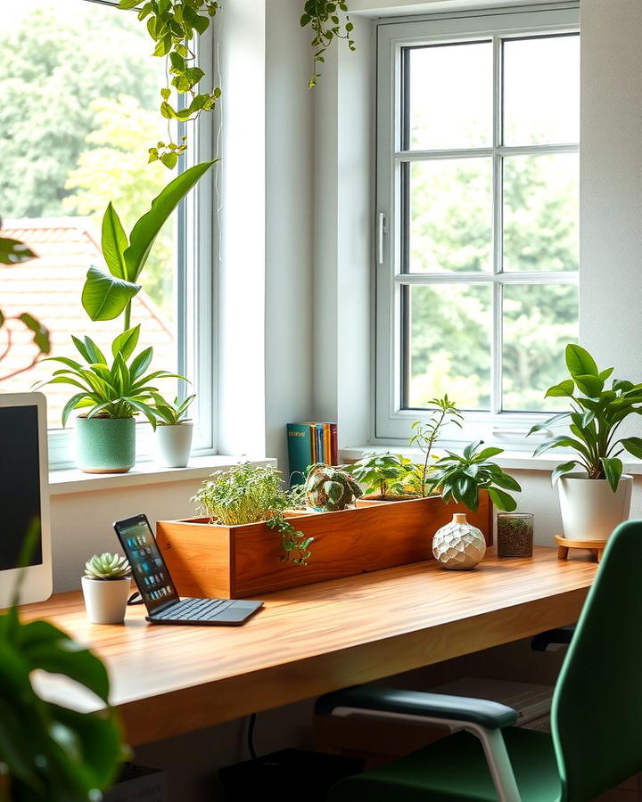 Desk with Built In Planter Box