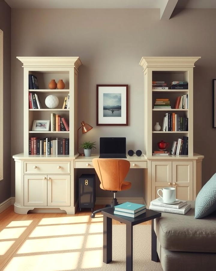 Desk with Built In Shelving Units