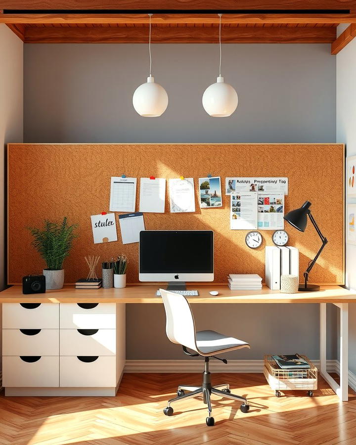 Desk with Built in Corkboard