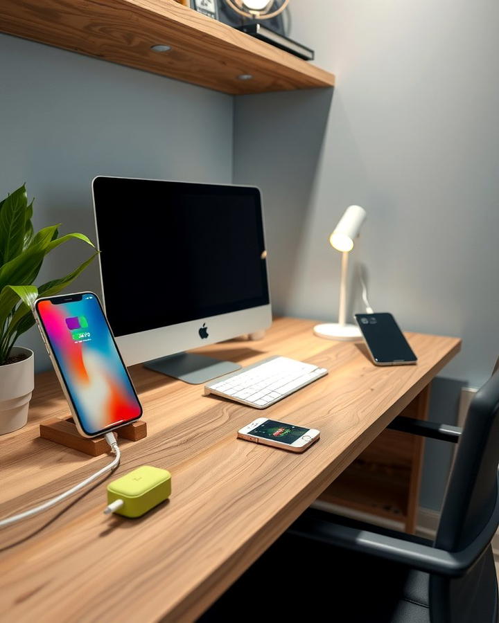 Desk with Built in Power Outlets