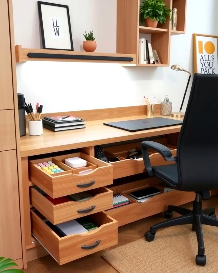 Desk with Drawer Organizers