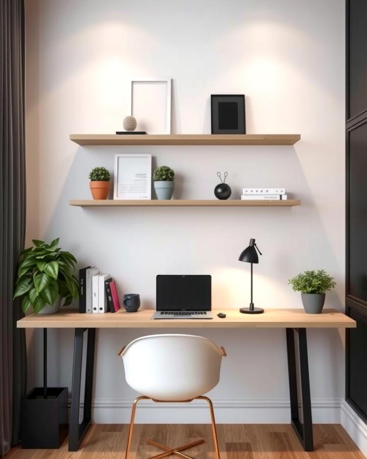 Desk with Floating Shelves Above