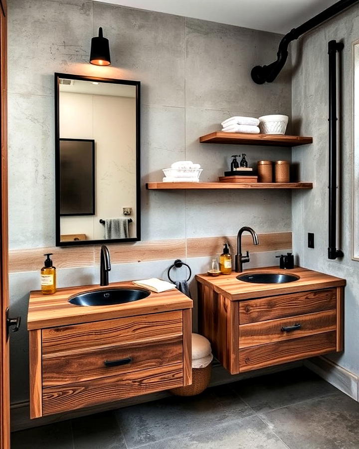 Distressed Wood Accents Bathroom