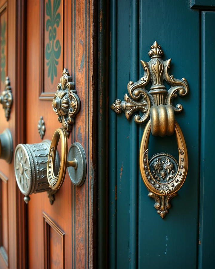 Doors with Decorative Knockers and Handles