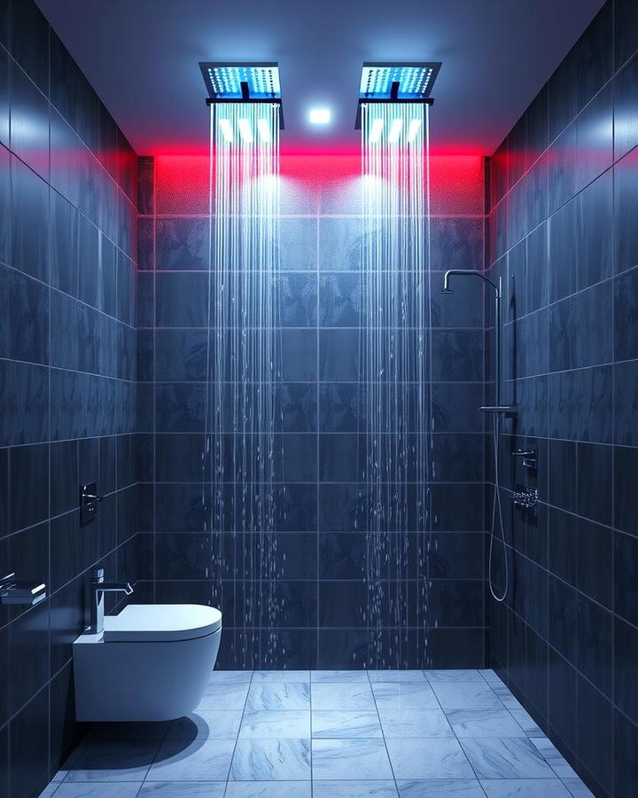 Double Shower with LED Lighting