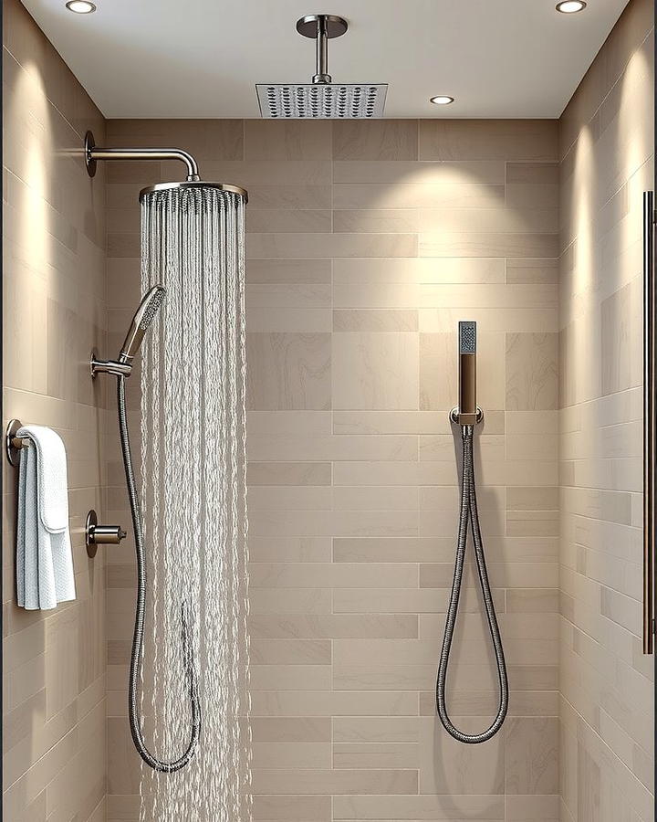 Double Shower with a Rainfall and Handheld Combination