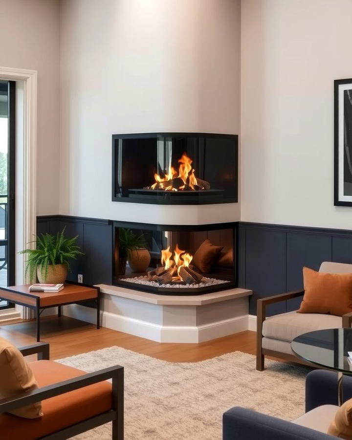 Double Sided Corner Fireplace