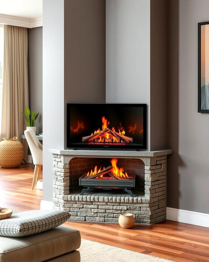 Double Sided Corner Gas Fireplace