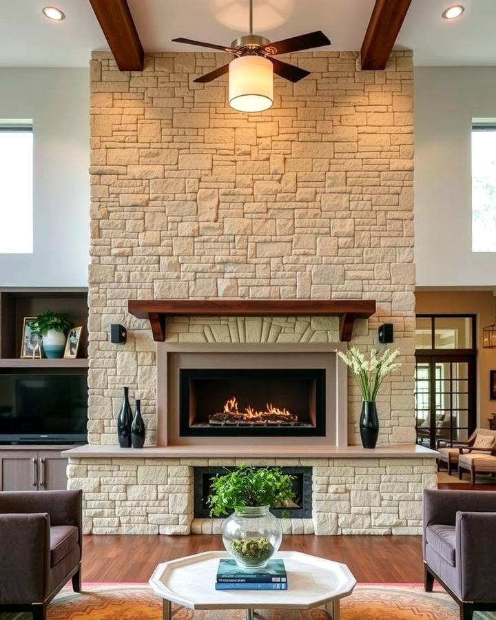 Double Sided Stone Fireplace