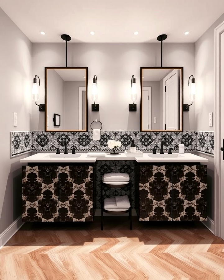 Double Vanity with Bold Patterns