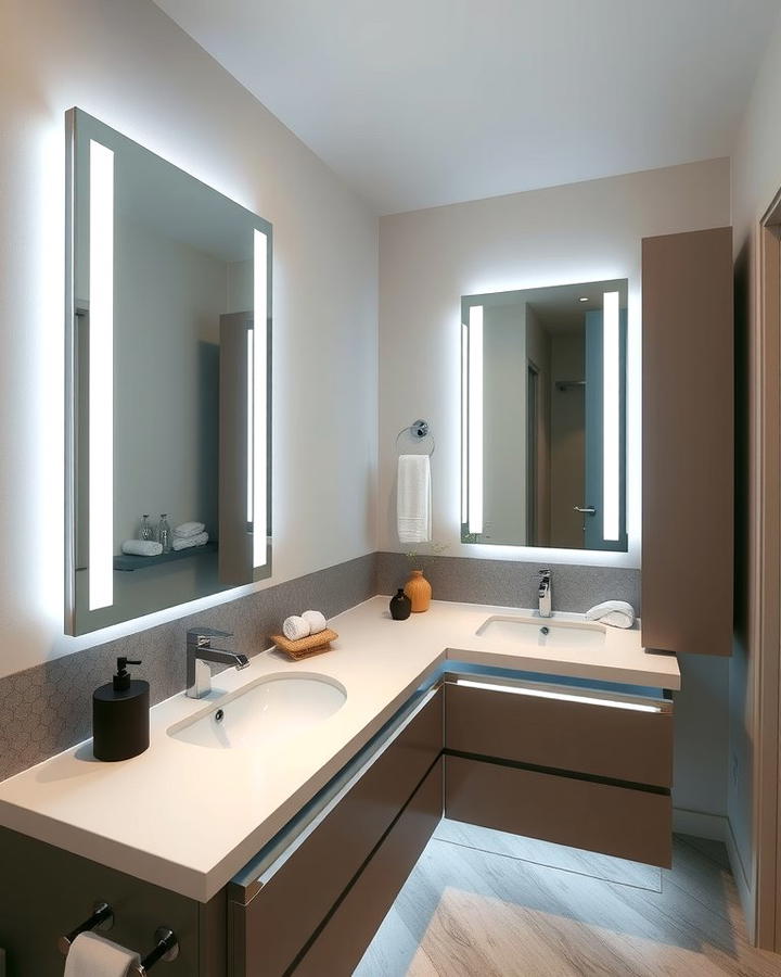 Double Vanity with Built In Lighting