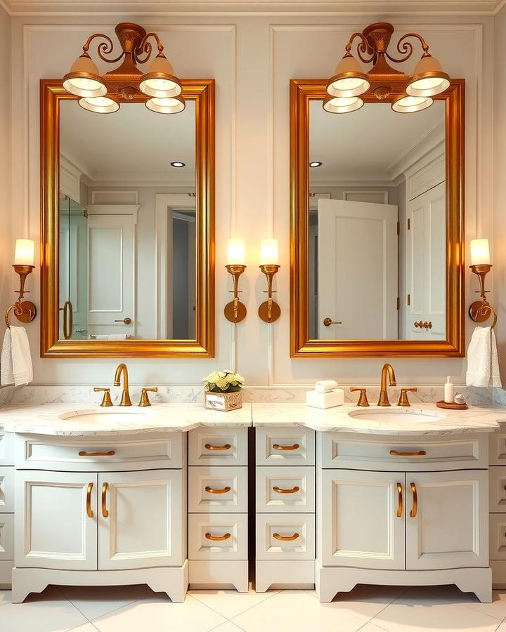 Double Vanity with Gold Accents