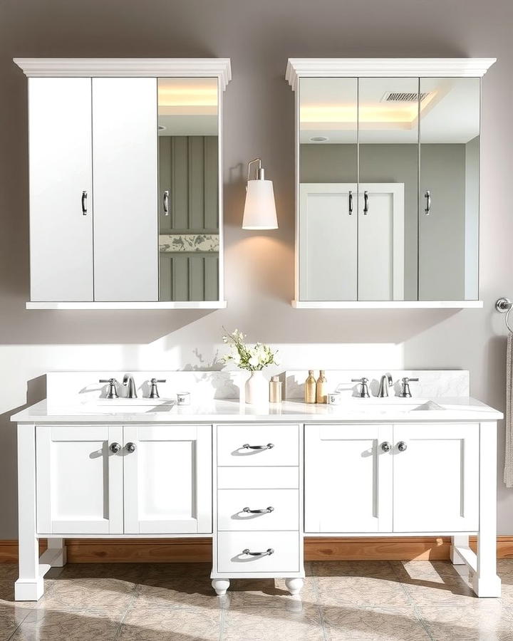 Double Vanity with Mirrored Cabinets