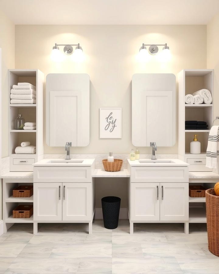 Double Vanity with Open Shelving